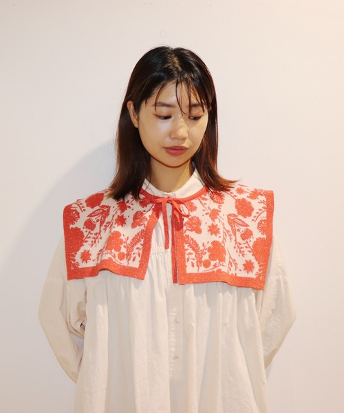 moyan ecri（モヤン エクリ）の「<moyan ecri>フラワージャガードつけ襟（付け襟・レディース・オリーブ系/オレンジ・FREE）」の7枚目の写真