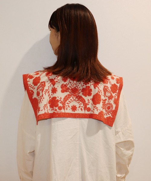 moyan ecri（モヤン エクリ）の「<moyan ecri>フラワージャガードつけ襟（付け襟・レディース・オリーブ系/オレンジ・FREE）」の8枚目の写真