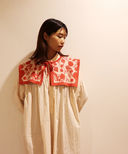 moyan ecri（モヤン エクリ）の「<moyan ecri>フラワージャガードつけ襟（付け襟・レディース・オリーブ系/オレンジ・FREE）」の9枚目の写真