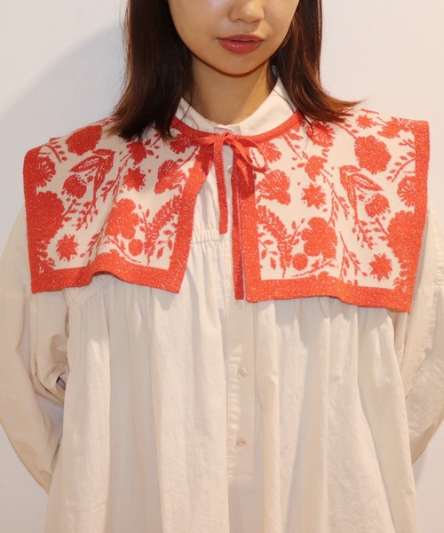 moyan ecri（モヤン エクリ）の「<moyan ecri>フラワージャガードつけ襟（付け襟・レディース・オリーブ系/オレンジ・FREE）」の6枚目の写真