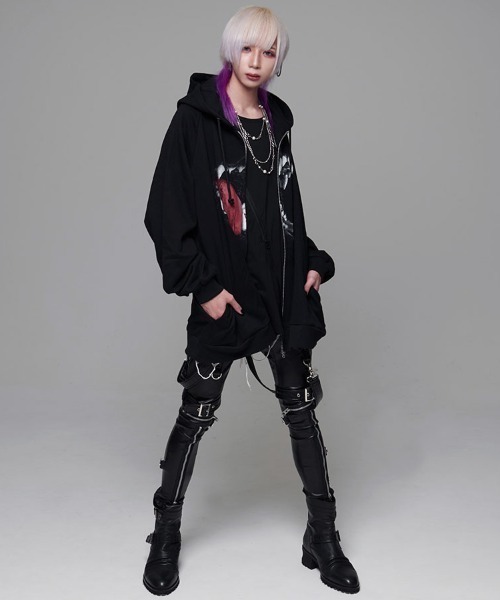 CIVARIZE（シヴァーライズ）の「『CIVARIZE/シヴァーライズ』プリントオーバーサイズジップアップパーカー（パーカー・メンズ・ブラック/グレー・FREE）」の6枚目の写真