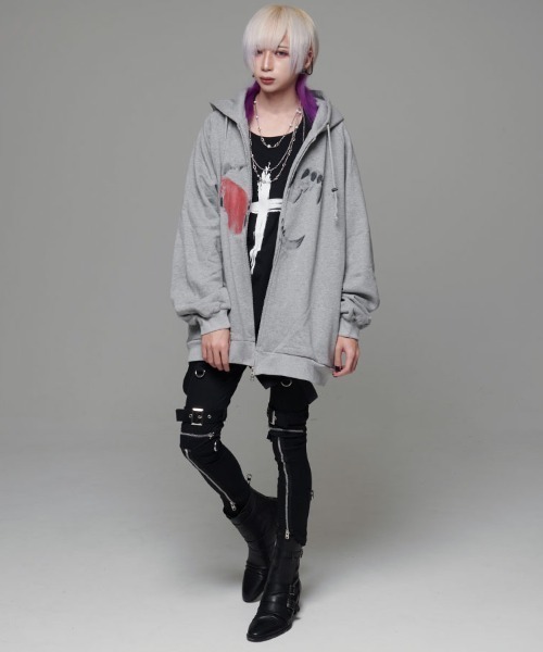 CIVARIZE（シヴァーライズ）の「『CIVARIZE/シヴァーライズ』プリントオーバーサイズジップアップパーカー（パーカー・メンズ・ブラック/グレー・FREE）」の9枚目の写真