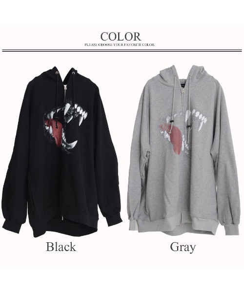 CIVARIZE（シヴァーライズ）の「『CIVARIZE/シヴァーライズ』プリントオーバーサイズジップアップパーカー（パーカー・メンズ・ブラック/グレー・FREE）」の12枚目の写真