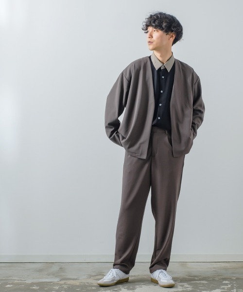 improves（インプローブス）の「カットジョーゼット ワンタック トラウザーズパンツ セットアップ対応（スラックス・メンズ・ブラック/ネイビー/オリーブ/ブラウン/カーキ/杢グレー/ライトブラウン/ベージュ/チャコールグレー・MEDIUM/LARGE）」の17枚目の写真