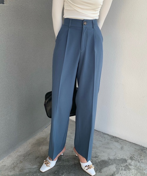 センタープレスセミワイドパンツ