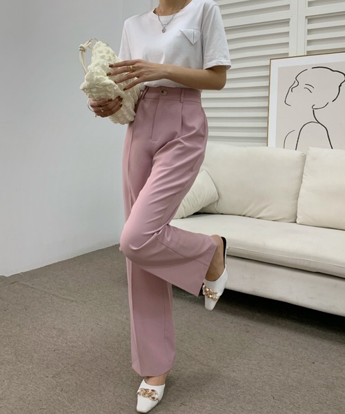 センタープレスセミワイドパンツ