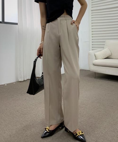 センタープレスセミワイドパンツ