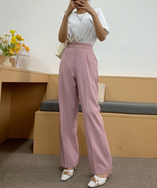 センタープレスセミワイドパンツ