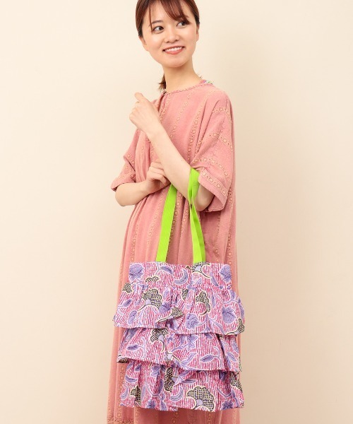 チチカカ（チチカカ）の「アフリカンフリルトートバッグ（トートバッグ・レディース・ブラウン/レッド/ブルー・FREE）」の5枚目の写真