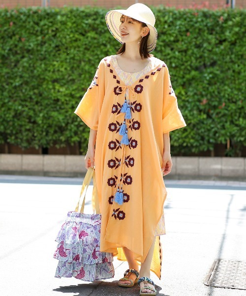 チチカカ（チチカカ）の「アフリカンフリルトートバッグ（トートバッグ・レディース・ブラウン/レッド/ブルー・FREE）」の6枚目の写真