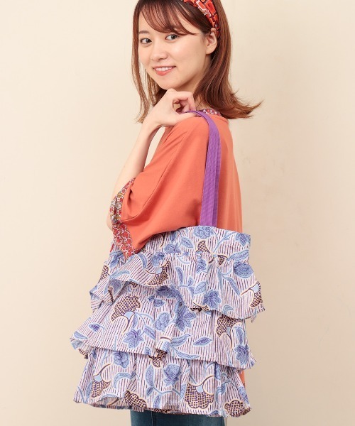 チチカカ（チチカカ）の「アフリカンフリルトートバッグ（トートバッグ・レディース・ブラウン/レッド/ブルー・FREE）」の9枚目の写真