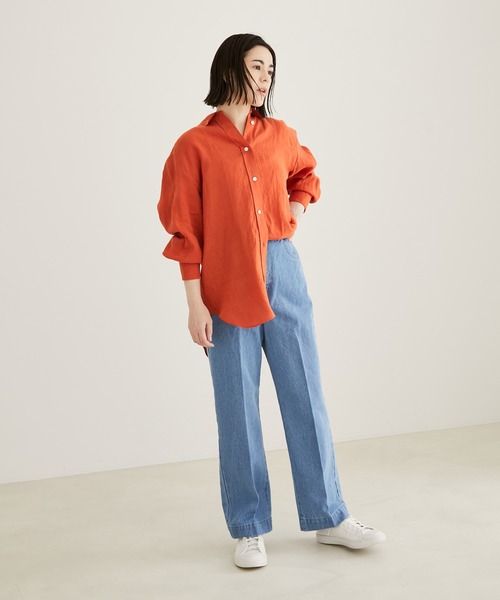 SALON adam et rope'(サロン アダム エ ロペ)の「【セットアップ対応】リネンオーバーシャツ(シャツ/ブラウス・レディース・ホワイト/ベージュ/オレンジ/ブルー・FREE)」の17枚目の写真