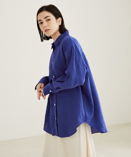 SALON adam et rope'(サロン アダム エ ロペ)の「【セットアップ対応】リネンオーバーシャツ(シャツ/ブラウス・レディース・ホワイト/ベージュ/オレンジ/ブルー・FREE)」の22枚目の写真