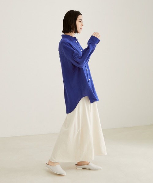 SALON adam et rope'(サロン アダム エ ロペ)の「【セットアップ対応】リネンオーバーシャツ(シャツ/ブラウス・レディース・ホワイト/ベージュ/オレンジ/ブルー・FREE)」の18枚目の写真