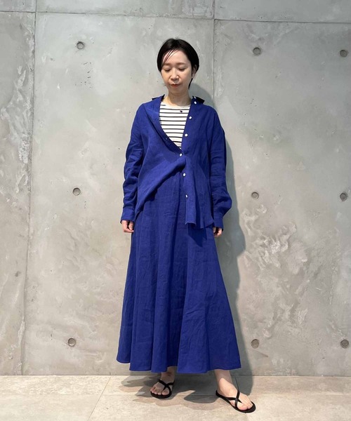 SALON adam et rope'(サロン アダム エ ロペ)の「【セットアップ対応】リネンオーバーシャツ(シャツ/ブラウス・レディース・ホワイト/ベージュ/オレンジ/ブルー・FREE)」の14枚目の写真