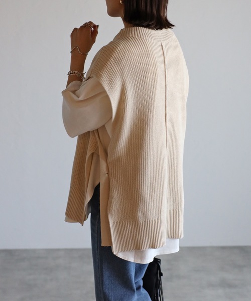 ap retro（アプレトロ）の「サイドベルトニットベスト（ベスト・レディース・オフホワイト/グレイッシュベージュ/ブラック・FREE）」の2枚目の写真