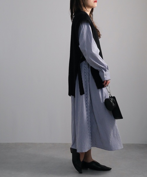 ap retro（アプレトロ）の「サイドベルトニットベスト（ベスト・レディース・オフホワイト/グレイッシュベージュ/ブラック・FREE）」の18枚目の写真