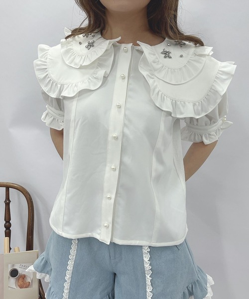 Swankiss（スワンキス）の「TS bijou collar　B/L（シャツ/ブラウス・レディース・ホワイト/ピンク/ブラック・FREE）」の16枚目の写真