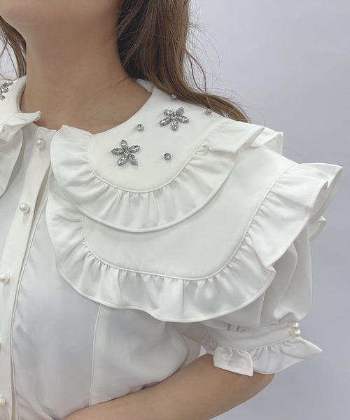 Swankiss（スワンキス）の「TS bijou collar　B/L（シャツ/ブラウス・レディース・ホワイト/ピンク/ブラック・FREE）」の10枚目の写真