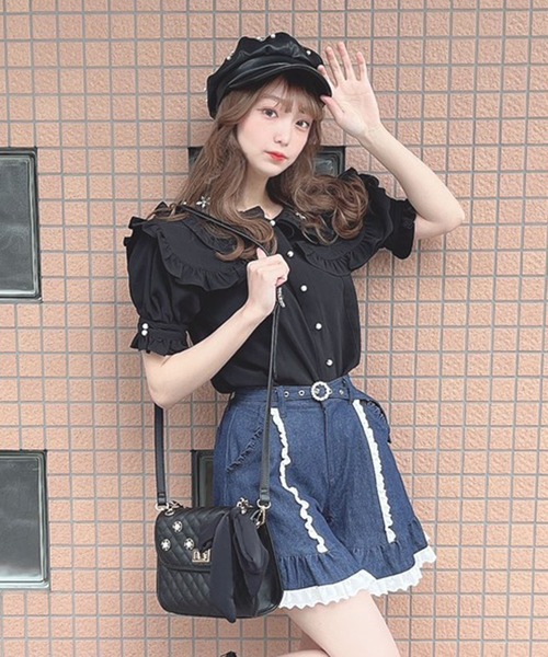 Swankiss（スワンキス）の「TS bijou collar　B/L（シャツ/ブラウス・レディース・ホワイト/ピンク/ブラック・FREE）」の14枚目の写真