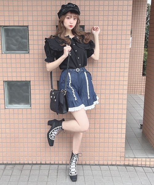 Swankiss（スワンキス）の「TS bijou collar　B/L（シャツ/ブラウス・レディース・ホワイト/ピンク/ブラック・FREE）」の7枚目の写真