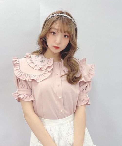 Swankiss（スワンキス）の「TS bijou collar　B/L（シャツ/ブラウス・レディース・ホワイト/ピンク/ブラック・FREE）」の9枚目の写真