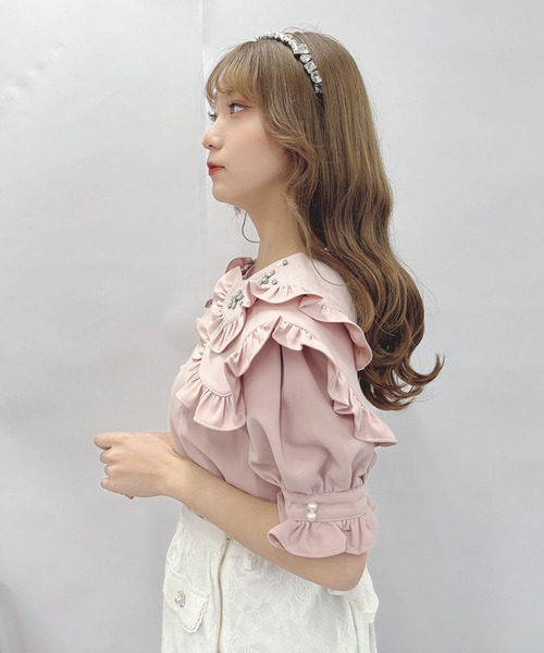 Swankiss（スワンキス）の「TS bijou collar　B/L（シャツ/ブラウス・レディース・ホワイト/ピンク/ブラック・FREE）」の17枚目の写真