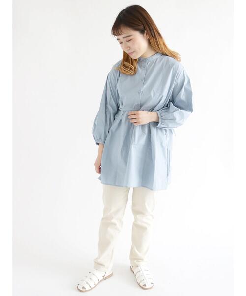 ehka sopo（エヘカソポ）の「パネル切替チュニックブラウス（チュニック・レディース・オフホワイト/サックスブルー/ベージュ・ﾌﾘ-）」の7枚目の写真