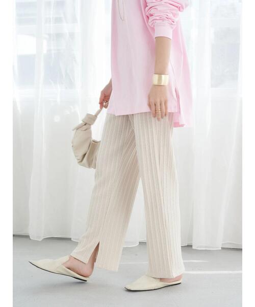 earth music&ecology（アースミュージックアンドエコロジー）の「ランダムリブカットパンツ（その他パンツ・レディース・アイボリー/グレイッシュベージュ/イエロー・FREE）」の8枚目の写真