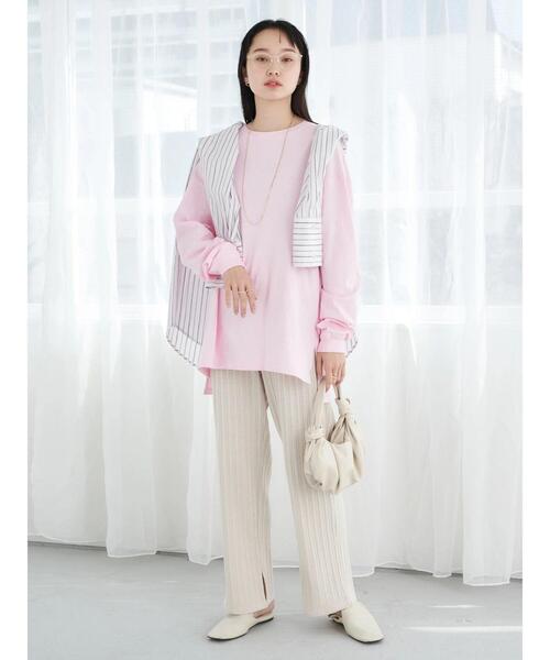 earth music&ecology（アースミュージックアンドエコロジー）の「ランダムリブカットパンツ（その他パンツ・レディース・アイボリー/グレイッシュベージュ/イエロー・FREE）」の9枚目の写真