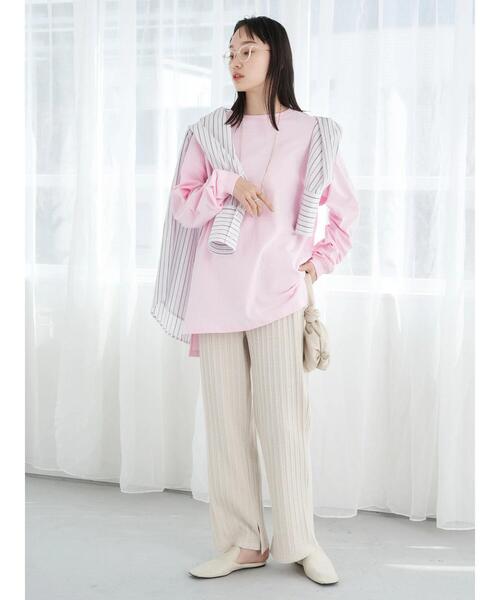 earth music&ecology（アースミュージックアンドエコロジー）の「ランダムリブカットパンツ（その他パンツ・レディース・アイボリー/グレイッシュベージュ/イエロー・FREE）」の10枚目の写真