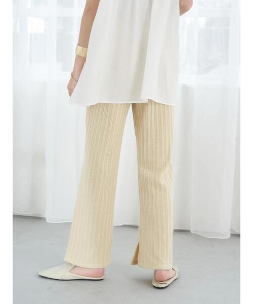 earth music&ecology（アースミュージックアンドエコロジー）の「ランダムリブカットパンツ（その他パンツ・レディース・アイボリー/グレイッシュベージュ/イエロー・FREE）」の12枚目の写真