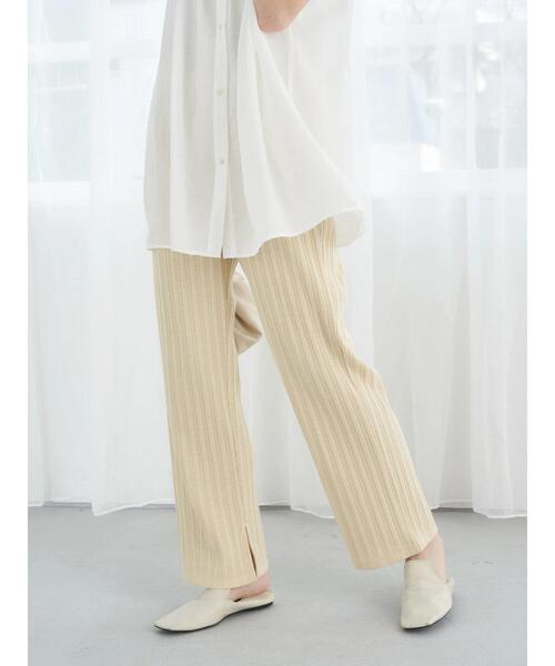 earth music&ecology（アースミュージックアンドエコロジー）の「ランダムリブカットパンツ（その他パンツ・レディース・アイボリー/グレイッシュベージュ/イエロー・FREE）」の13枚目の写真