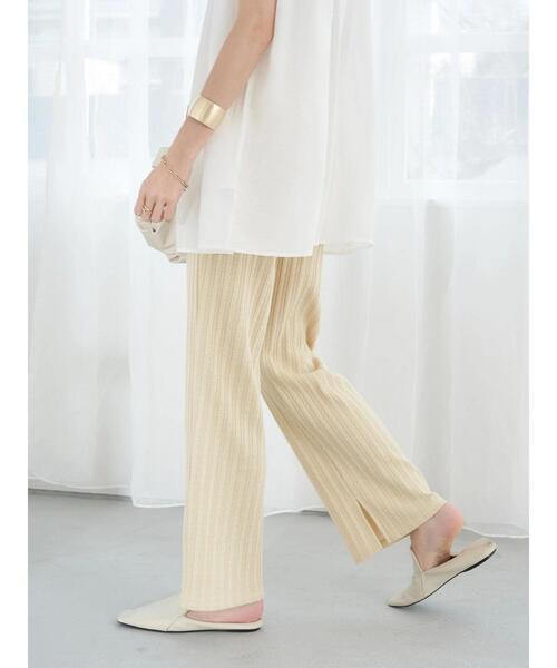 earth music&ecology（アースミュージックアンドエコロジー）の「ランダムリブカットパンツ（その他パンツ・レディース・アイボリー/グレイッシュベージュ/イエロー・FREE）」の14枚目の写真