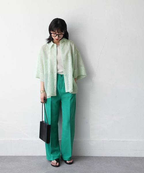 Chillfar（チルファー）の「ストライプカラーシアーシャツ（シャツ/ブラウス・レディース・ブルー/パープル/ミント/オレンジ/イエロー・FREE）」の21枚目の写真