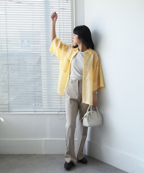 Chillfar（チルファー）の「ストライプカラーシアーシャツ（シャツ/ブラウス・レディース・ブルー/パープル/ミント/オレンジ/イエロー・FREE）」の9枚目の写真