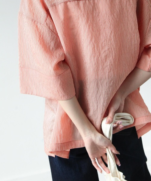 Chillfar（チルファー）の「ストライプカラーシアーシャツ（シャツ/ブラウス・レディース・ブルー/パープル/ミント/オレンジ/イエロー・FREE）」の19枚目の写真