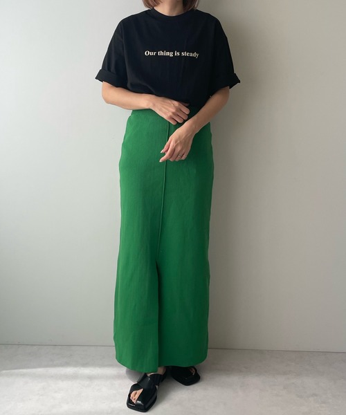 LE MORE（リモア）の「2wayスリットカラーニットスカート（スカート・レディース・ブラック/レッド/オレンジ/グリーン/アイボリー・FREE）」の4枚目の写真