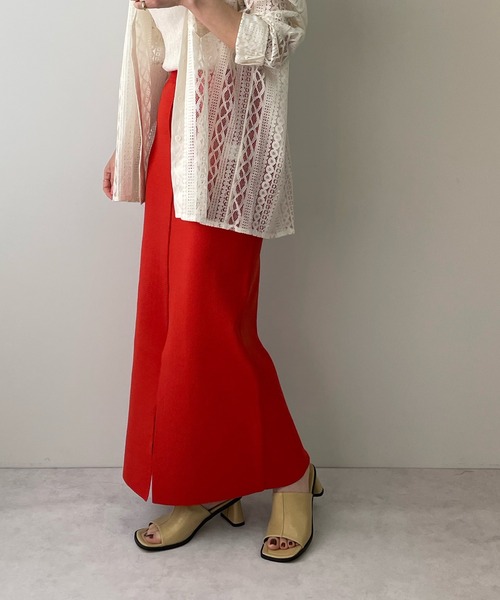 LE MORE（リモア）の「2wayスリットカラーニットスカート（スカート・レディース・ブラック/レッド/オレンジ/グリーン/アイボリー・FREE）」の16枚目の写真