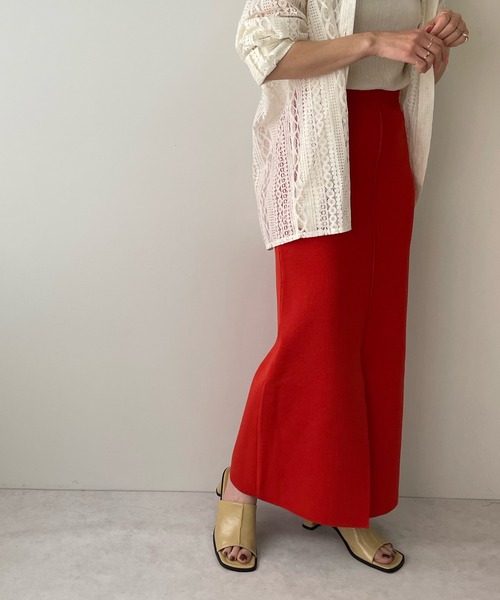 LE MORE（リモア）の「2wayスリットカラーニットスカート（スカート・レディース・ブラック/レッド/オレンジ/グリーン/アイボリー・FREE）」の15枚目の写真