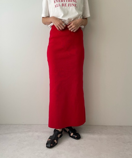 LE MORE（リモア）の「2wayスリットカラーニットスカート（スカート・レディース・ブラック/レッド/オレンジ/グリーン/アイボリー・FREE）」の12枚目の写真