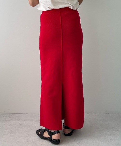 LE MORE（リモア）の「2wayスリットカラーニットスカート（スカート・レディース・ブラック/レッド/オレンジ/グリーン/アイボリー・FREE）」の10枚目の写真