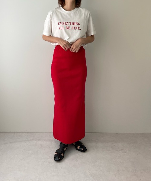 LE MORE（リモア）の「2wayスリットカラーニットスカート（スカート・レディース・ブラック/レッド/オレンジ/グリーン/アイボリー・FREE）」の9枚目の写真