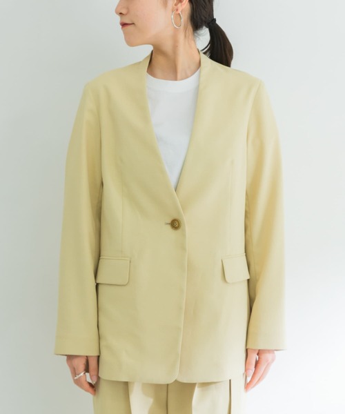 URBAN RESEARCH(アーバンリサーチ)の「オックスノーカラージャケット(ノーカラージャケット・レディース・チャコールグレー/イエロー系その他・36/38)」の15枚目の写真