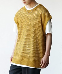 MinoriTY（マイノリティ）の「【MinoriTY】透かし編みニットアンサンブル メッシュトップス メッシュニット 秋服 Tシャツ ベスト メンズ（アンサンブル）」