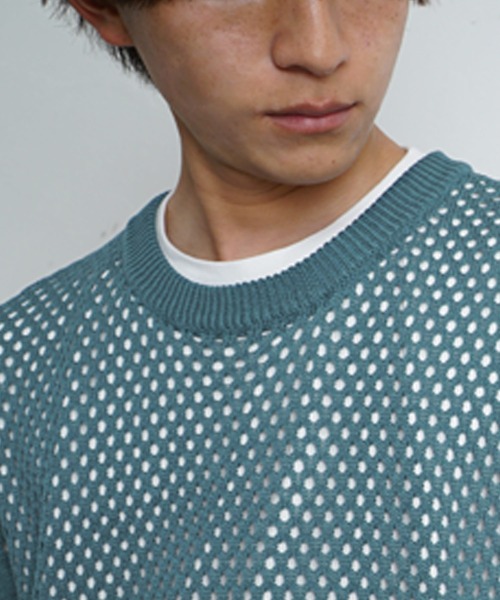 MinoriTY(マイノリティ)の「【MinoriTY】透かし編みニットアンサンブル メッシュトップス メッシュニット 秋服 Tシャツ ベスト メンズ(アンサンブル・メンズ・ブラック/ブルー/グリーン/マスタード・S/M/L)」の13枚目の写真