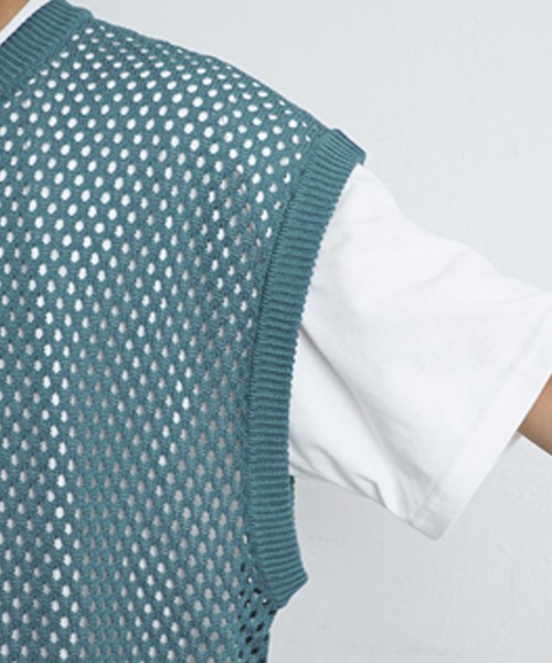 MinoriTY(マイノリティ)の「【MinoriTY】透かし編みニットアンサンブル メッシュトップス メッシュニット 秋服 Tシャツ ベスト メンズ(アンサンブル・メンズ・ブラック/ブルー/グリーン/マスタード・S/M/L)」の14枚目の写真