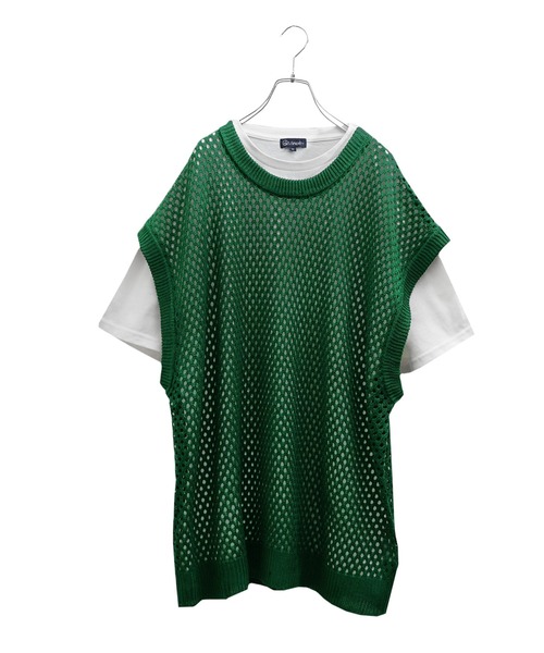 MinoriTY(マイノリティ)の「【MinoriTY】透かし編みニットアンサンブル メッシュトップス メッシュニット 秋服 Tシャツ ベスト メンズ(アンサンブル・メンズ・ブラック/ブルー/グリーン/マスタード・S/M/L)」の15枚目の写真