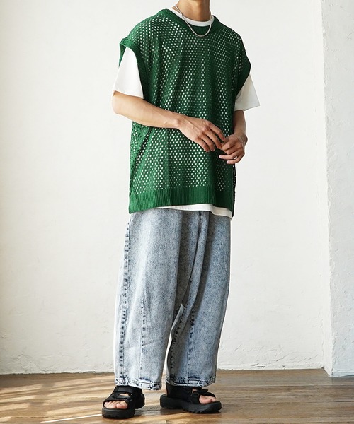 MinoriTY(マイノリティ)の「【MinoriTY】透かし編みニットアンサンブル メッシュトップス メッシュニット 秋服 Tシャツ ベスト メンズ(アンサンブル・メンズ・ブラック/ブルー/グリーン/マスタード・S/M/L)」の21枚目の写真