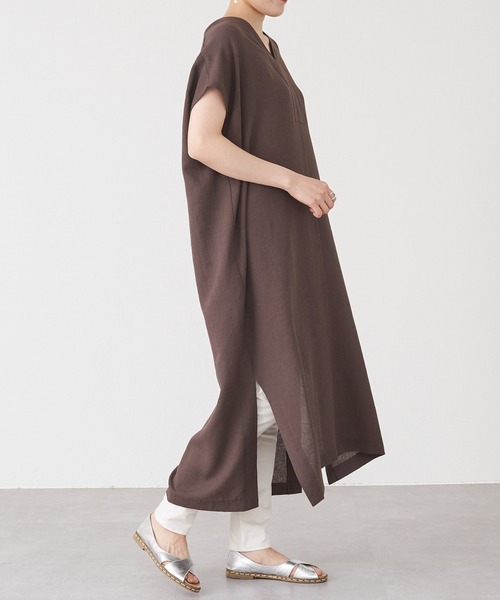 BEARDSLEY（ビアズリー）の「麻調カフタンワンピース（ワンピース・レディース・ブラウン/グレー・FREE）」の10枚目の写真